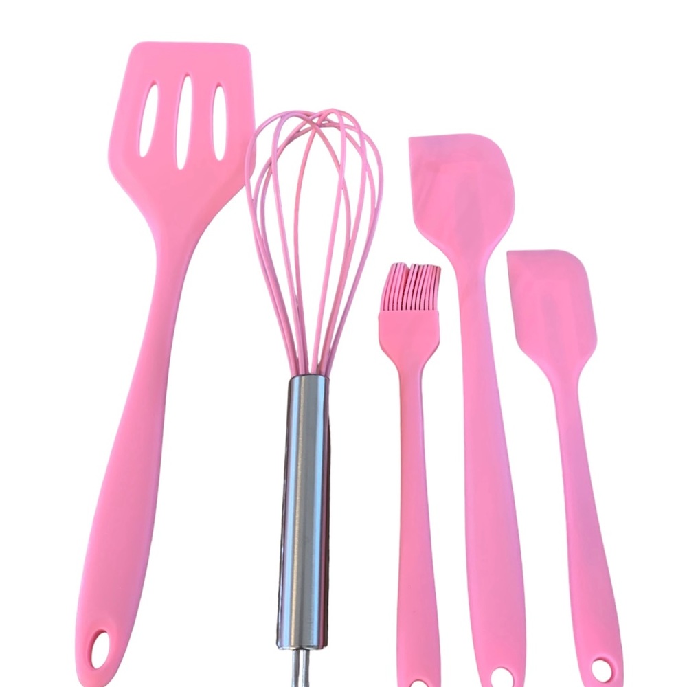 Baking utensils set 5Pcs baking utensils set Pink silicone baking utensils NWT